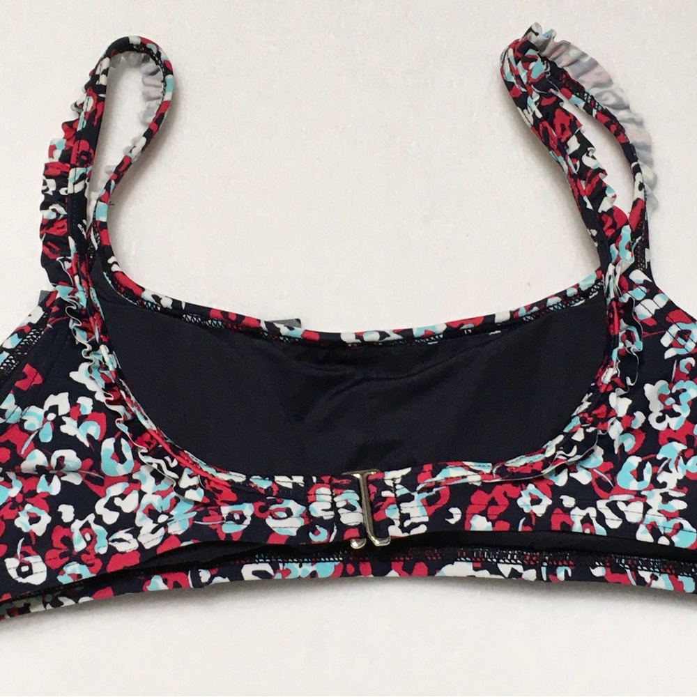 Tommy Hilfiger Womens Size M Floral Ruffle Strap Bikini Top Removable Pads - Picture 2 of 8